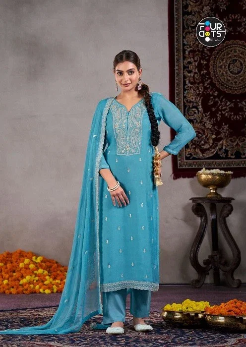 Four Dots Iria Fancy Glass Organza Dress Material Collection