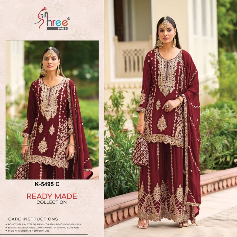 Shree R 5495 Designer Chinon Embroidered Suits Collection