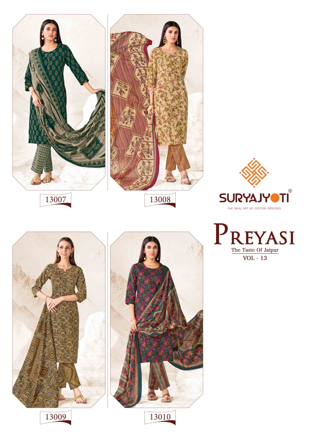 Suryajyoti Preyasi Vol 13 Cotton Printed Kurti Bottom With Dupatta
