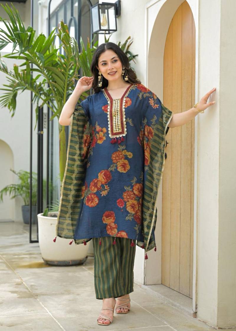 Naisha K 199 Modal Muslin Design Kaftan Style Co Ord Sets