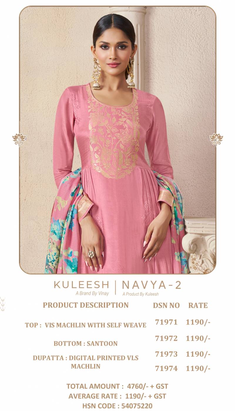 Vinay Kuleesh Navya Vol 2 Self Weaved Viscose Designer Suit