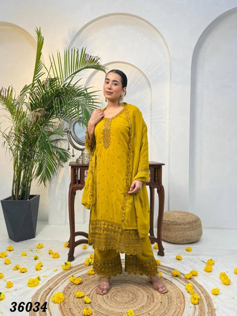 Naisha K 201 Georgette Pakistani Style Suit With Worked Dupatta