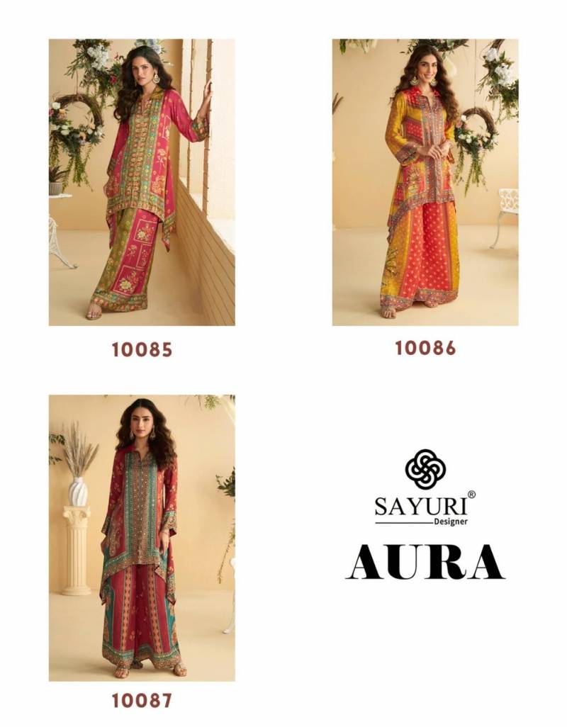 Sayuri Aura Real Premium Crep Silk Mirror Work Cord Sets