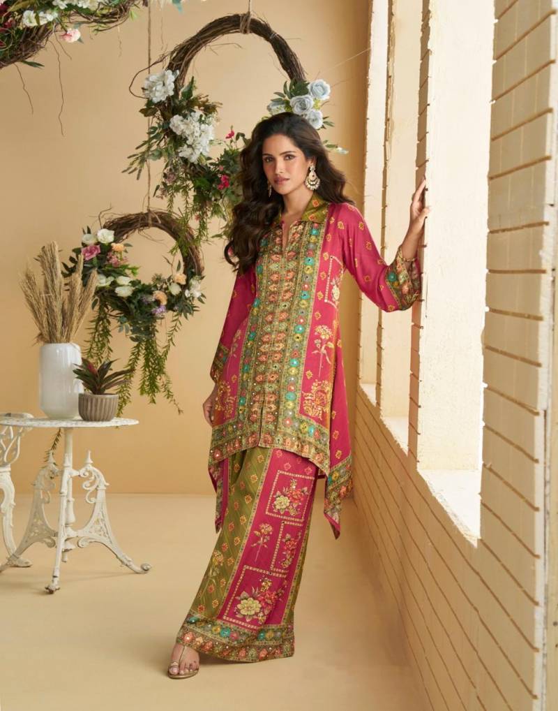 Sayuri Aura Real Premium Crep Silk Mirror Work Cord Sets