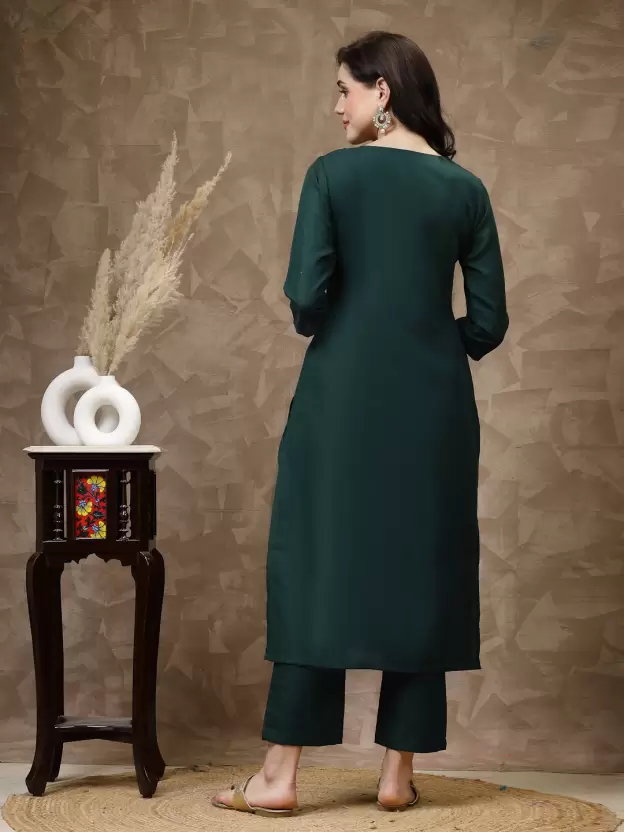 Navya Kurti 119 Party Wear Embroidery Worked Cotton Silk Kurti with Pant and Dupatta Set 