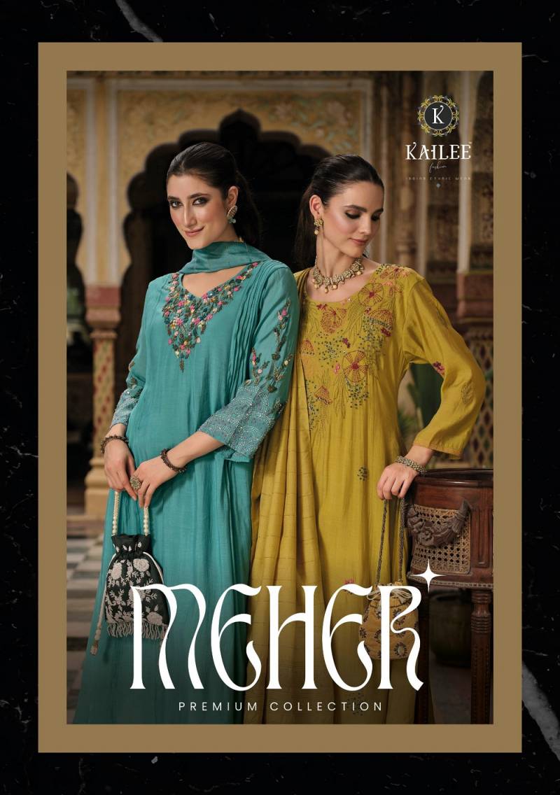 Kailee Meher Designer Chanderi Kurti Bottom With Dupatta