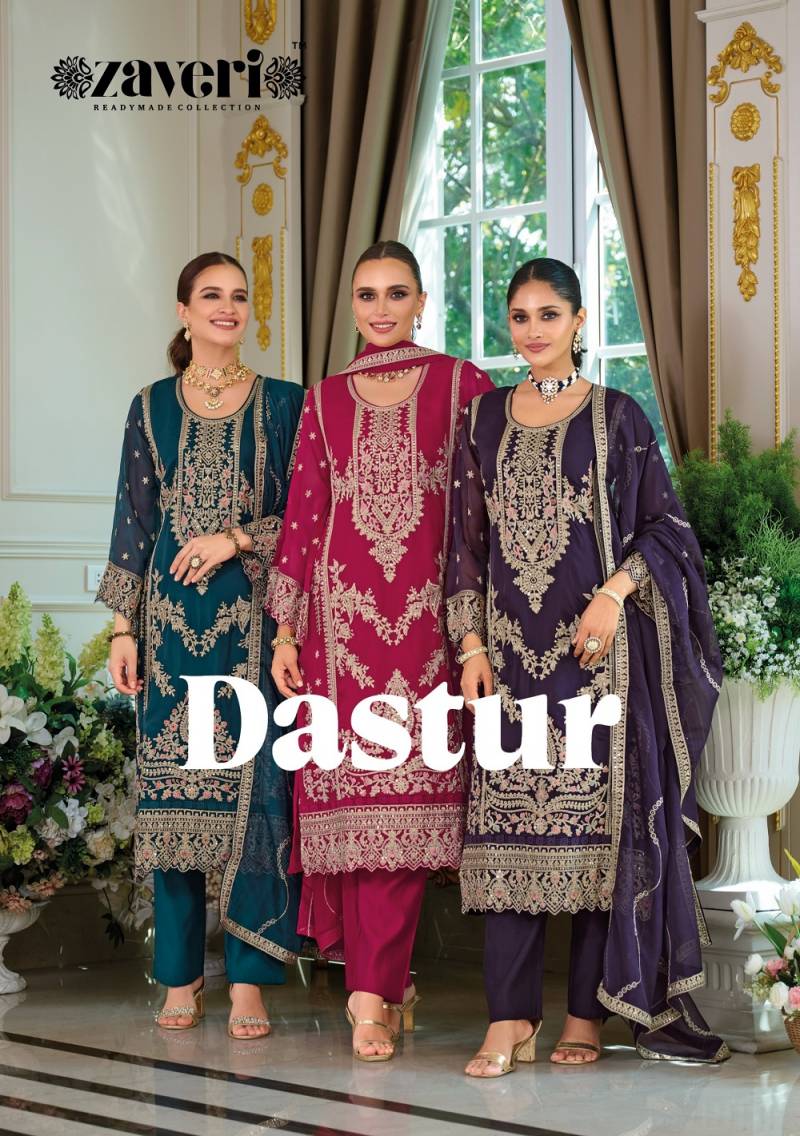 Zaveri Dastur Organza Embroidered Designer Suits Collection