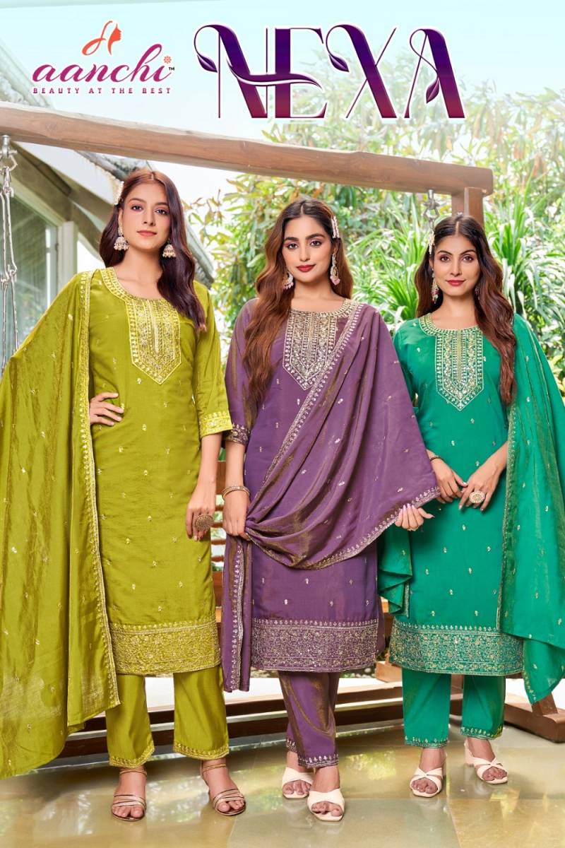 Aanchi Nexa Roman Shimmer Kurti Bottom With Dupatta