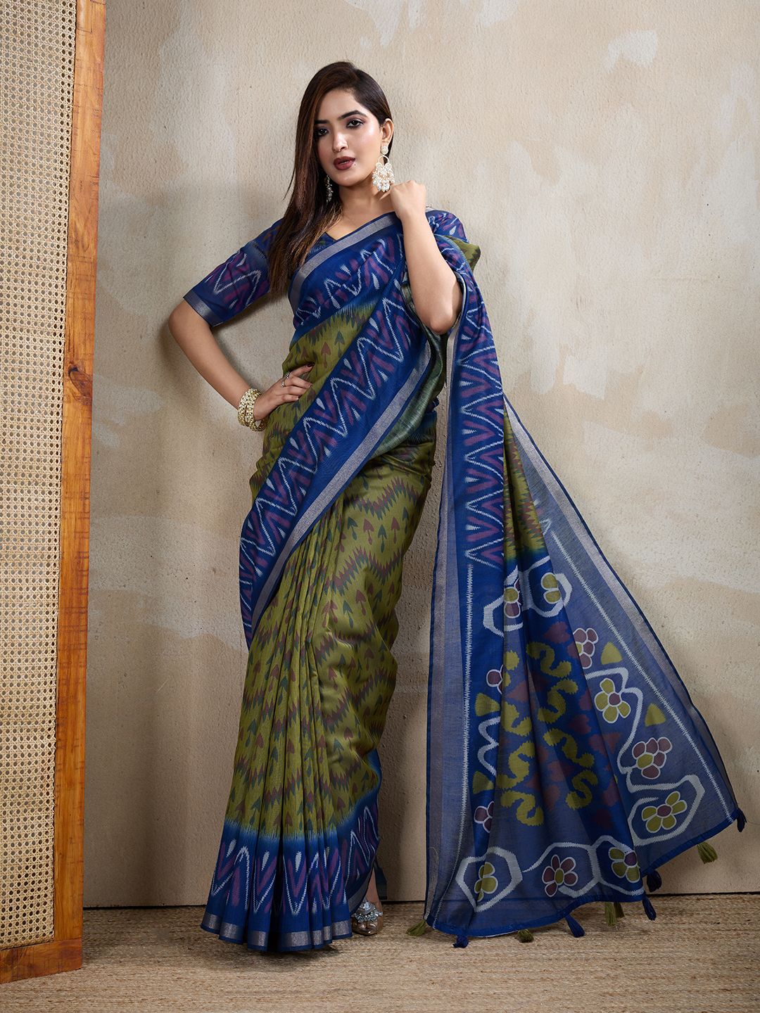 Lekha VC Anika Chanderi Cotton Ikkat Printed Saree Collection