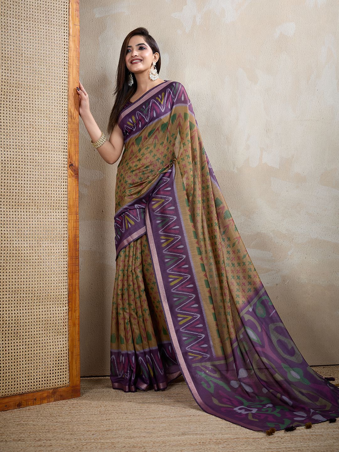 Lekha VC Anika Chanderi Cotton Ikkat Printed Saree Collection