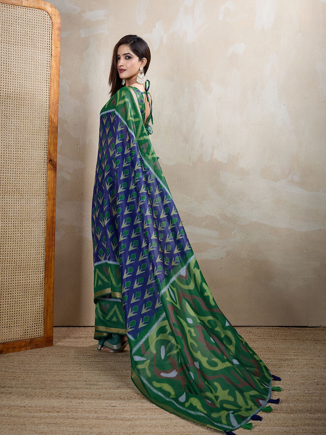 Lekha VC Anika Chanderi Cotton Ikkat Printed Saree Collection