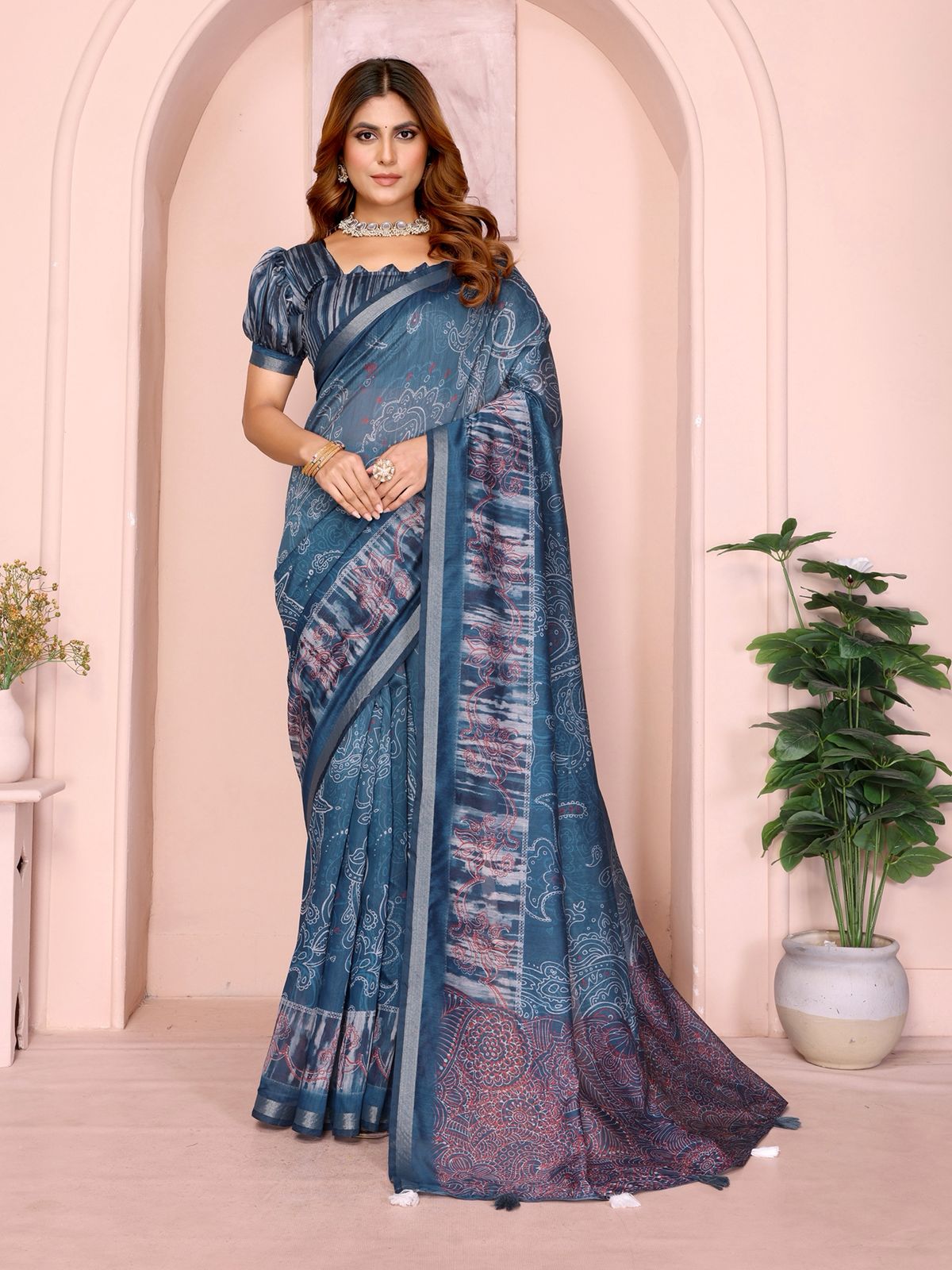 Lekha VC Anika Chanderi Cotton Ikkat Printed Saree Collection