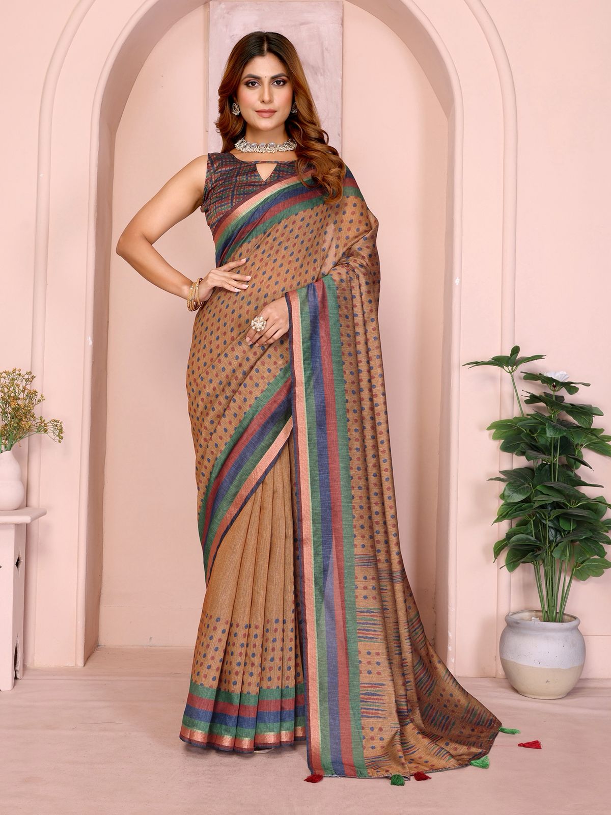 Lekha VC Anika Chanderi Cotton Ikkat Printed Saree Collection