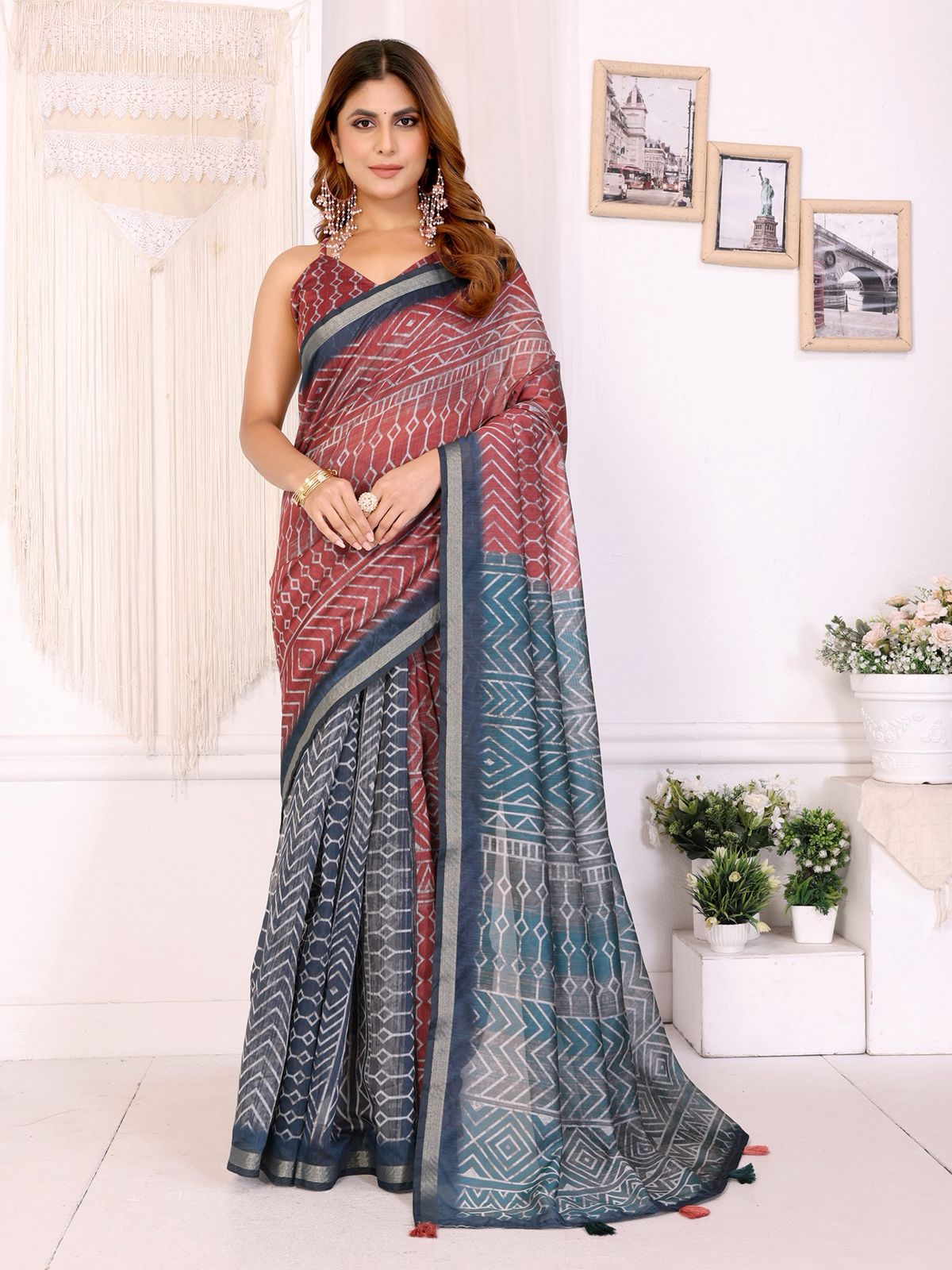 Lekha VC Anika Chanderi Cotton Ikkat Printed Saree Collection