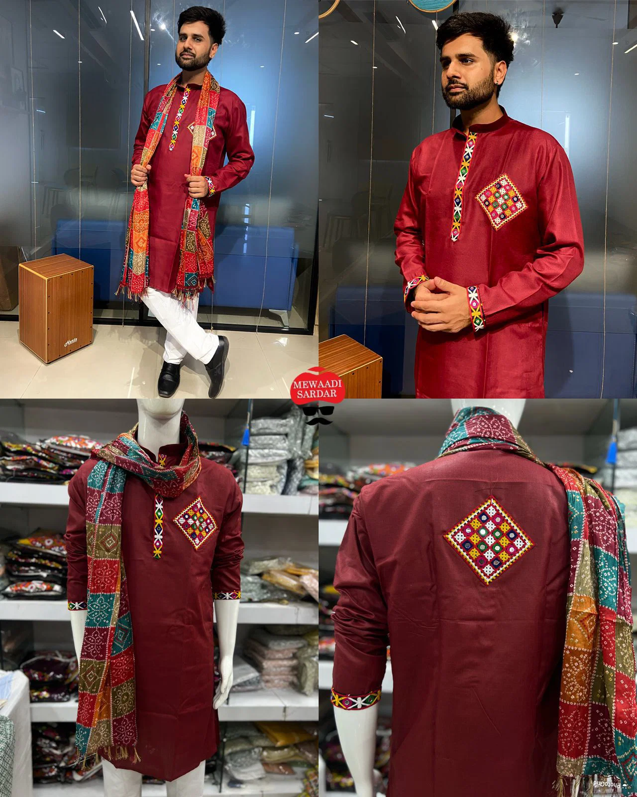 Lekha LI Rangilo Vol 2 Cotton Embroidery Mens Kurta With Dupatta