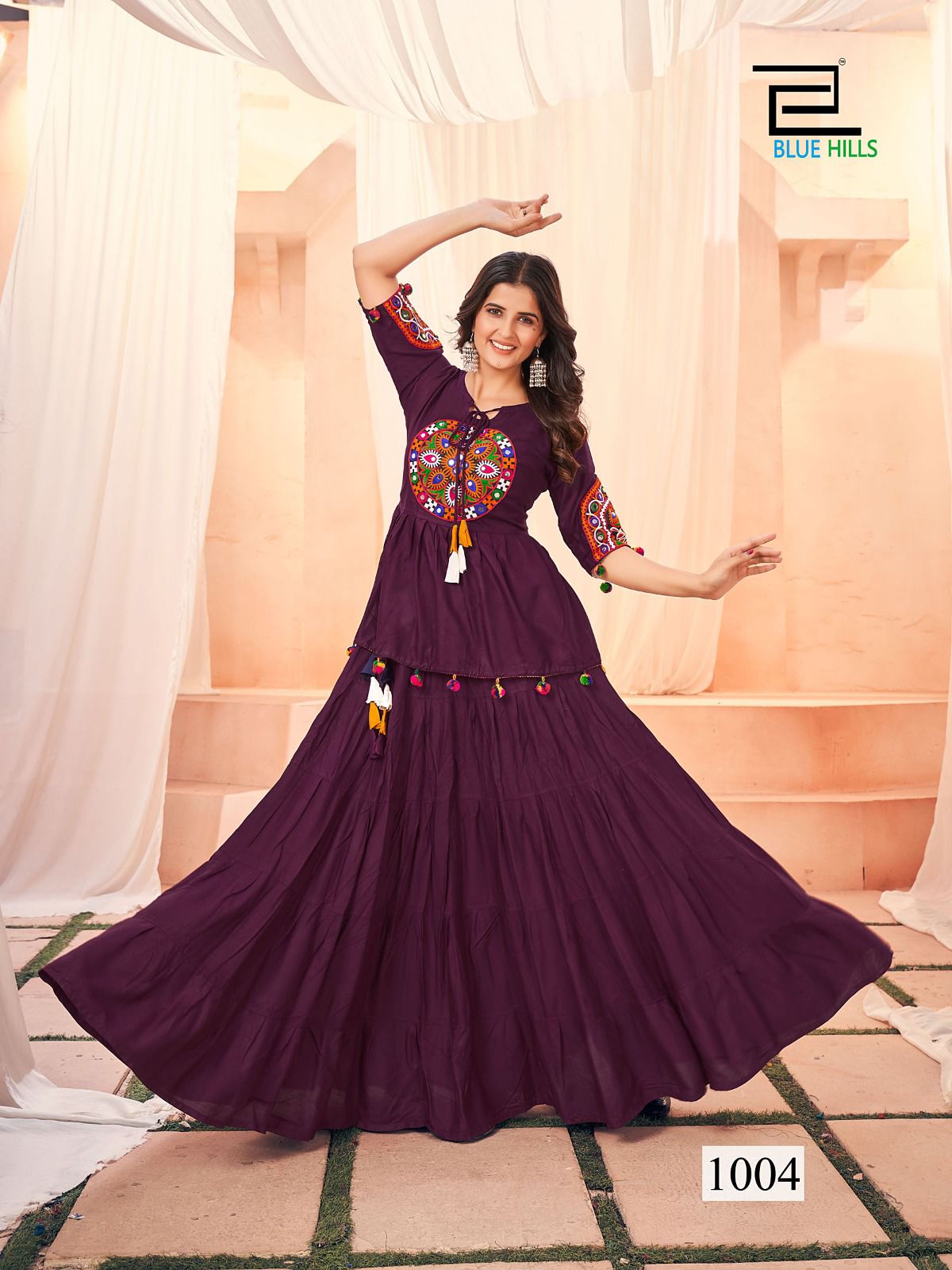 Blue Hills Dholida Heavy Rayon Gamthi Work Skirt Top Collection