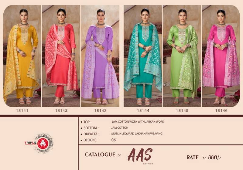 Triple Aaa Aas Edition 1 Jam Cotton Stylish Dress Material