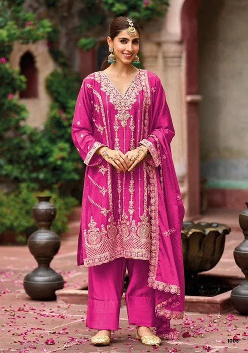 Your Choice Farasi Silver Designer Chinon Salwar Suits Collection