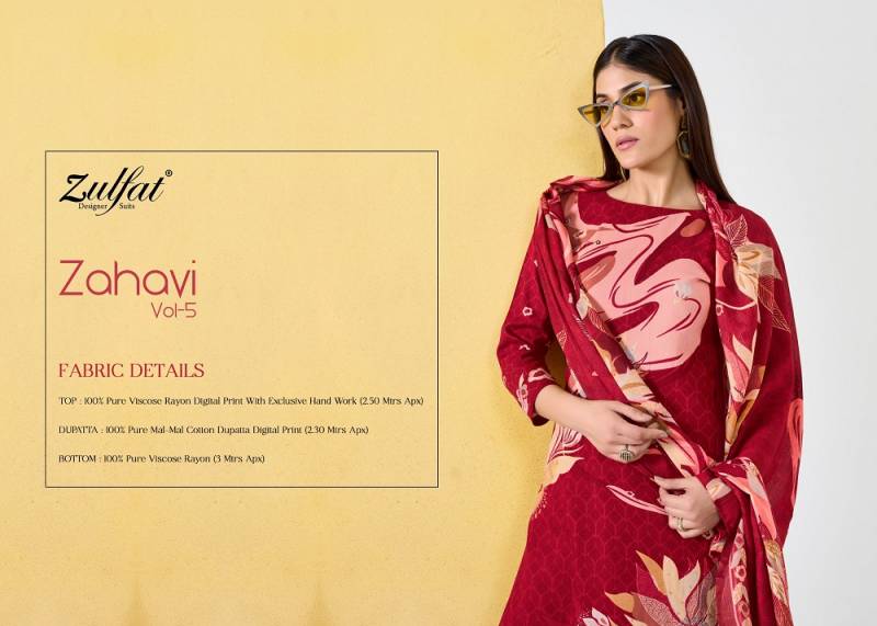 Zulfat Zahavi Vol 4 Viscose Rayon Dress Material Collection
