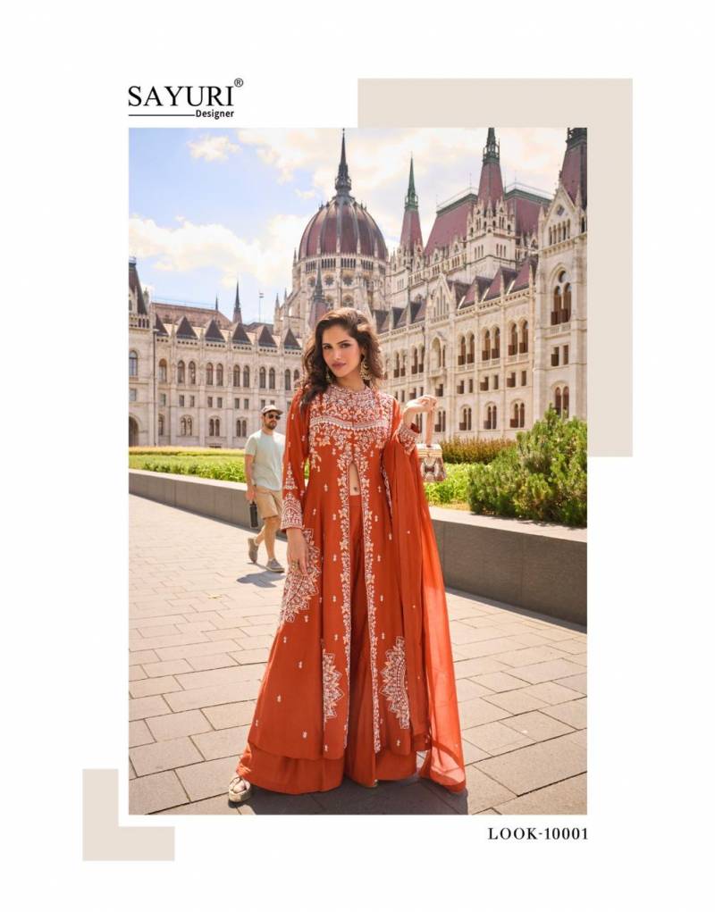 Sayuri Nargis Designer Silk Embroidered Indo Western