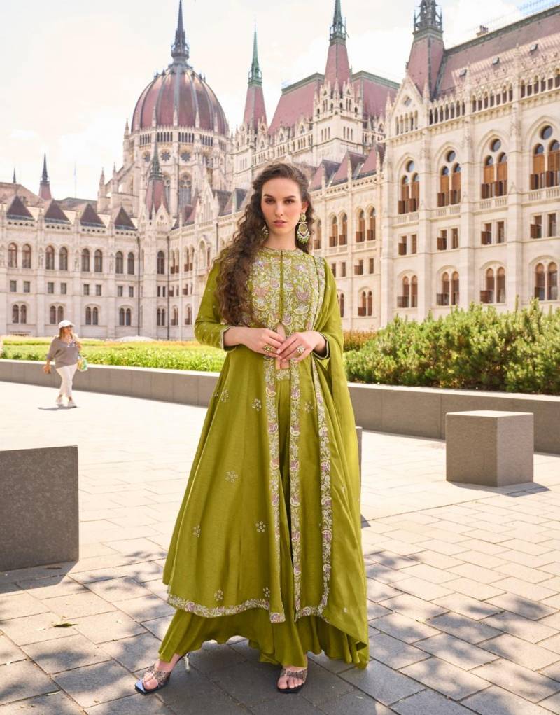 Sayuri Nargis Designer Silk Embroidered Indo Western