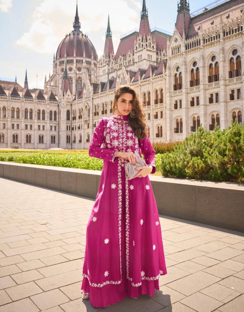 Sayuri Nargis Designer Silk Embroidered Indo Western