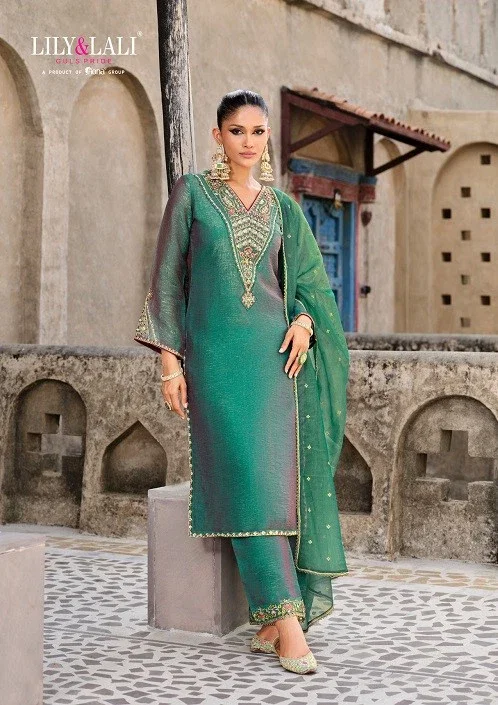 Lily And Lali Dilbar Shimmer Silk Fancy Readymade Collection