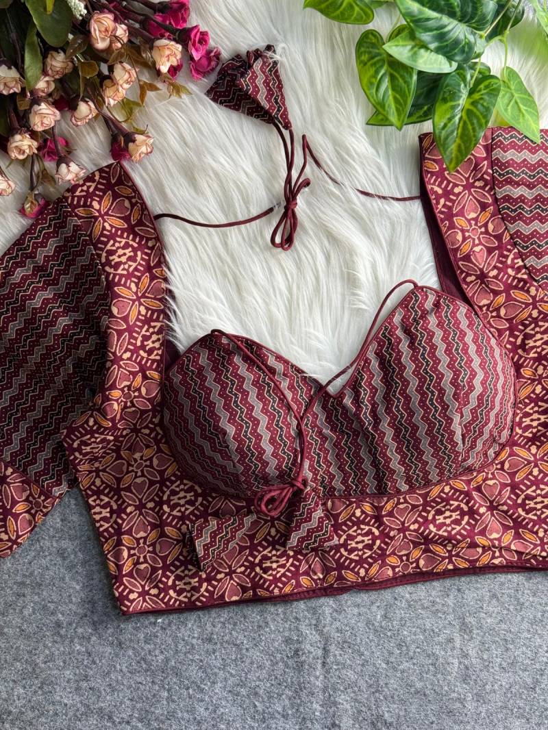 Fab Mumtaz 3 Ajrakh Printed Cotton Fancy Blouse Collection