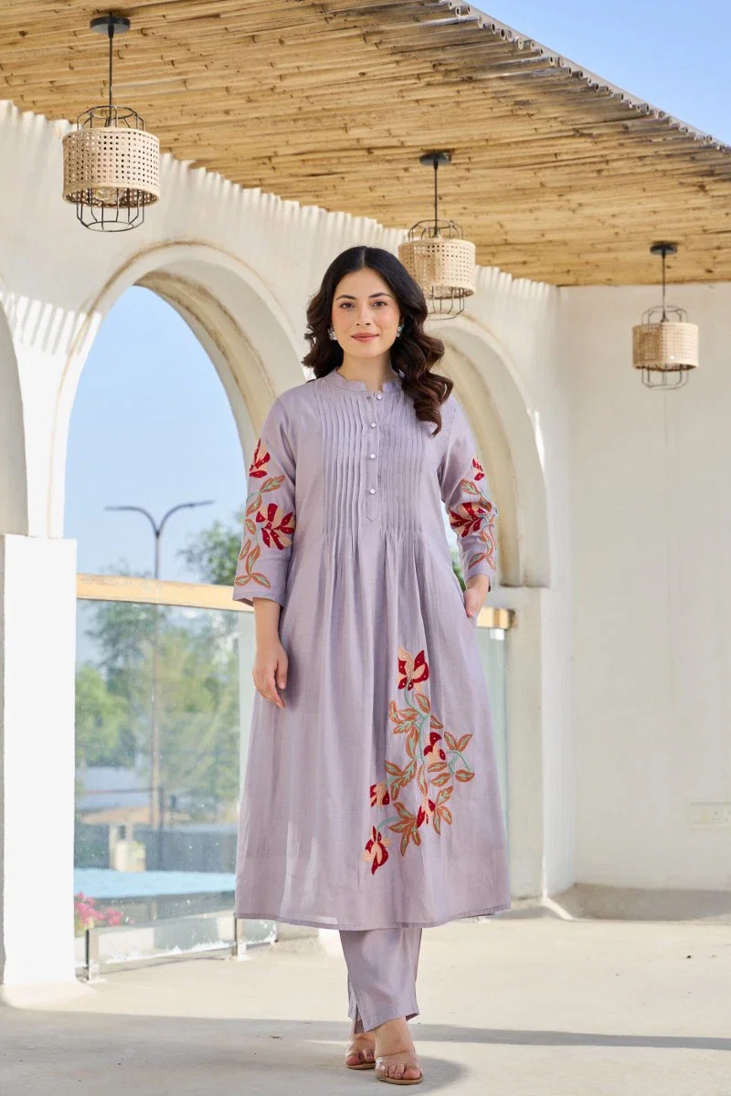 Naisha K 208 Roman Silk Embroidered Kurti WIth Bottom