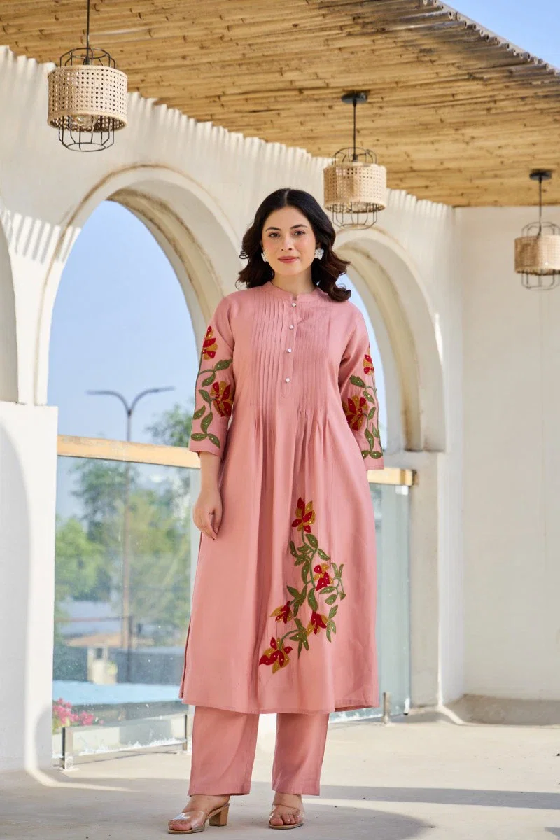 Naisha K 208 Roman Silk Embroidered Kurti WIth Bottom