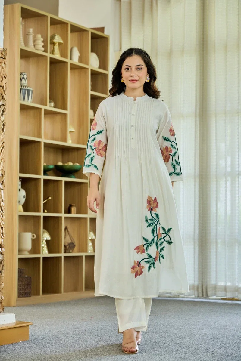 Naisha K 208 Roman Silk Embroidered Kurti WIth Bottom