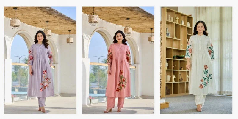 Naisha K 208 Roman Silk Embroidered Kurti WIth Bottom