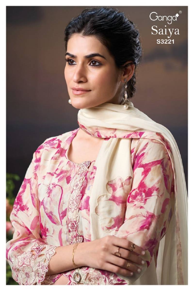 Ganga Saiya 3221 Organza Silk Printed Salwar Suits Collection