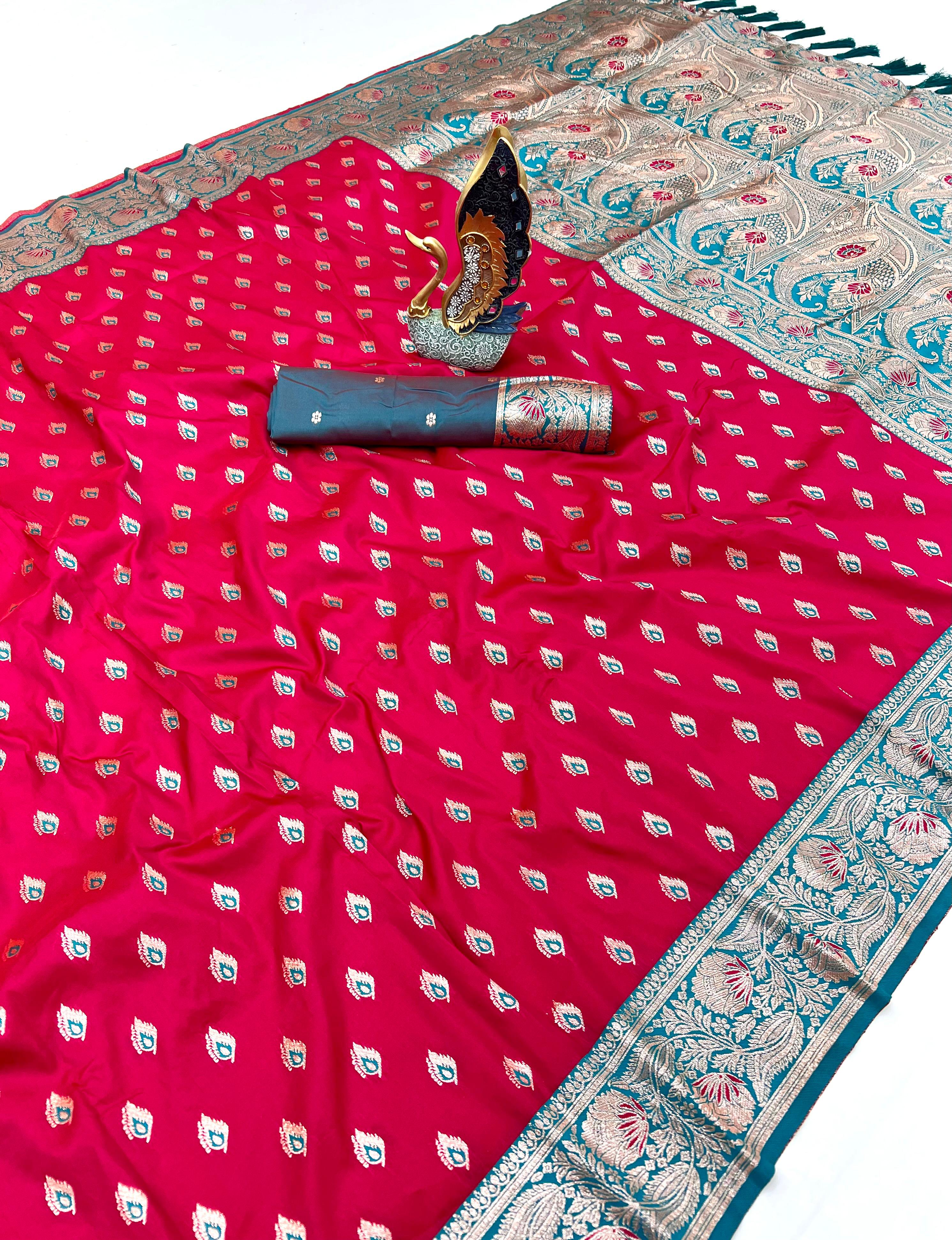 Lekha MN Diya Soft Banarasi Silk Zari Weaving Meenakari Saree