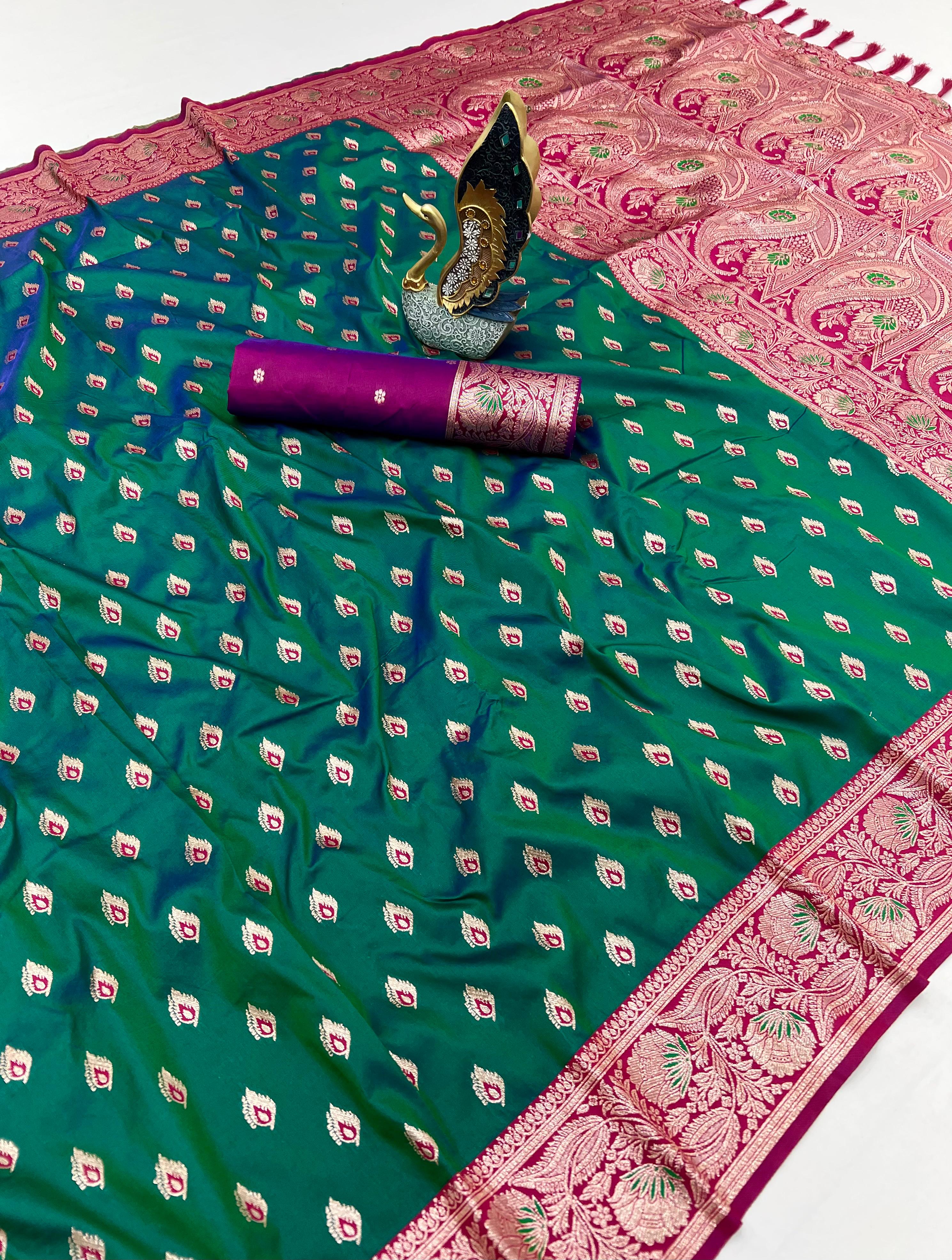Lekha MN Diya Soft Banarasi Silk Zari Weaving Meenakari Saree