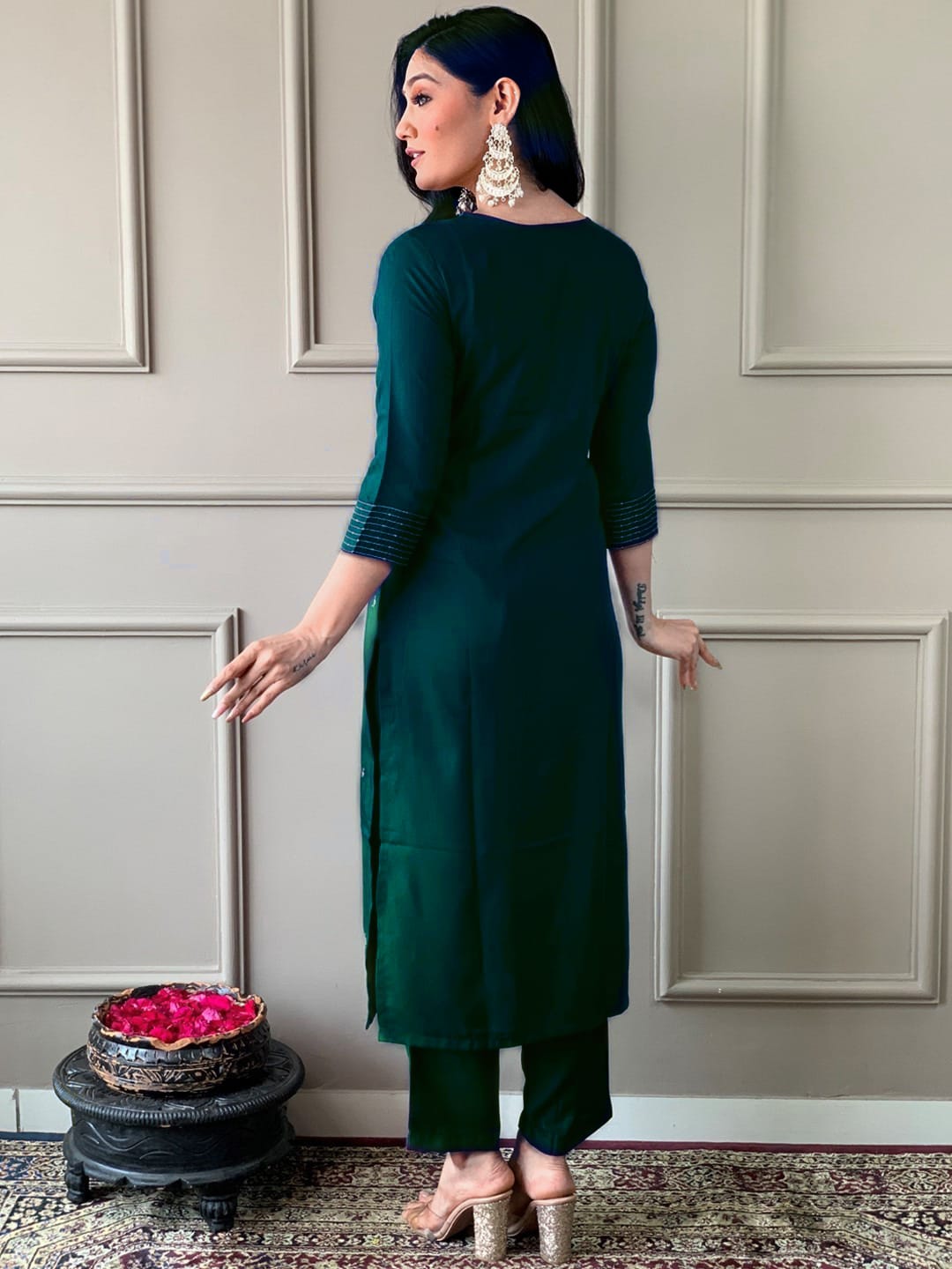 Navya Kurti 120 Party Wear Embroidery Worked Cotton Silk Kurti with Pant and Dupatta Set 