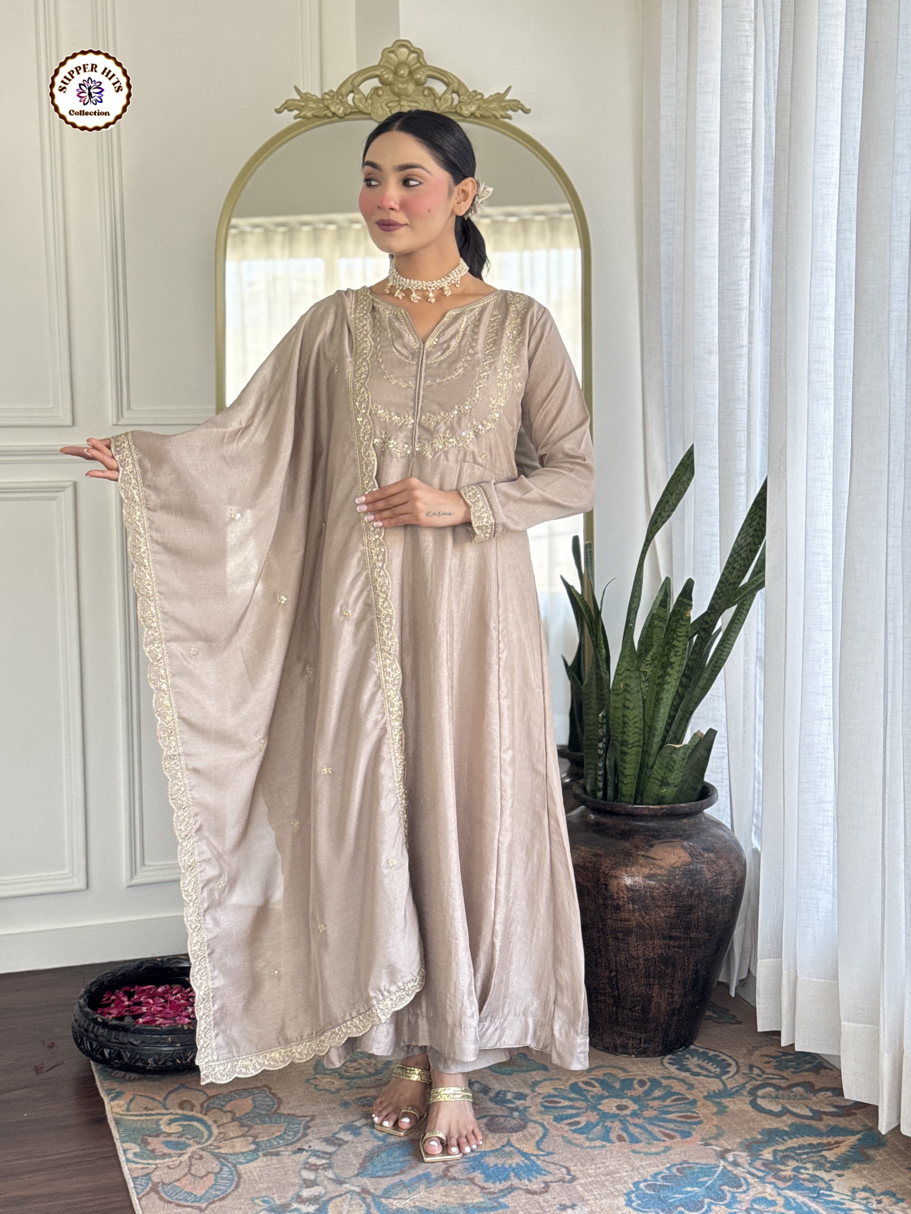 Lekha KL 5001 Vichitra Silk Embroidery Kurti Pant With Dupatta