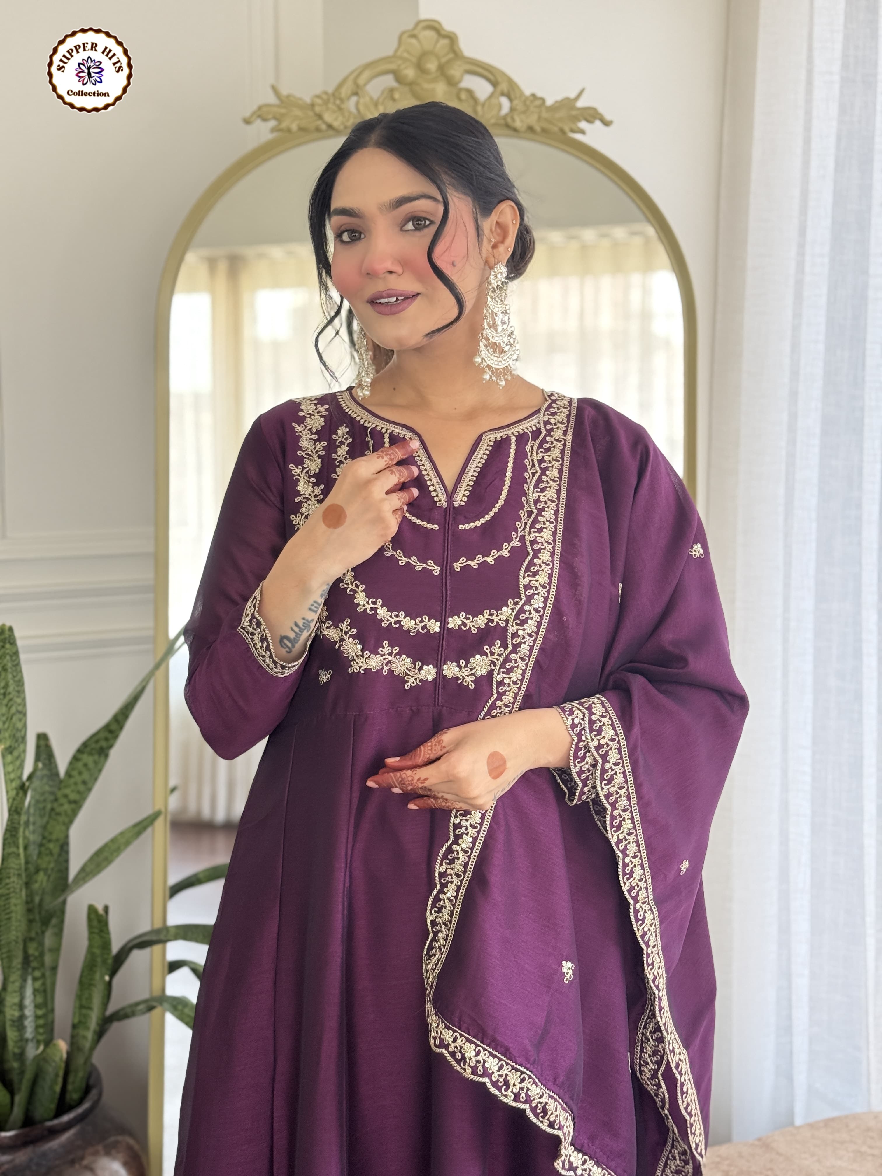 Lekha KL 5001 Vichitra Silk Embroidery Kurti Pant With Dupatta