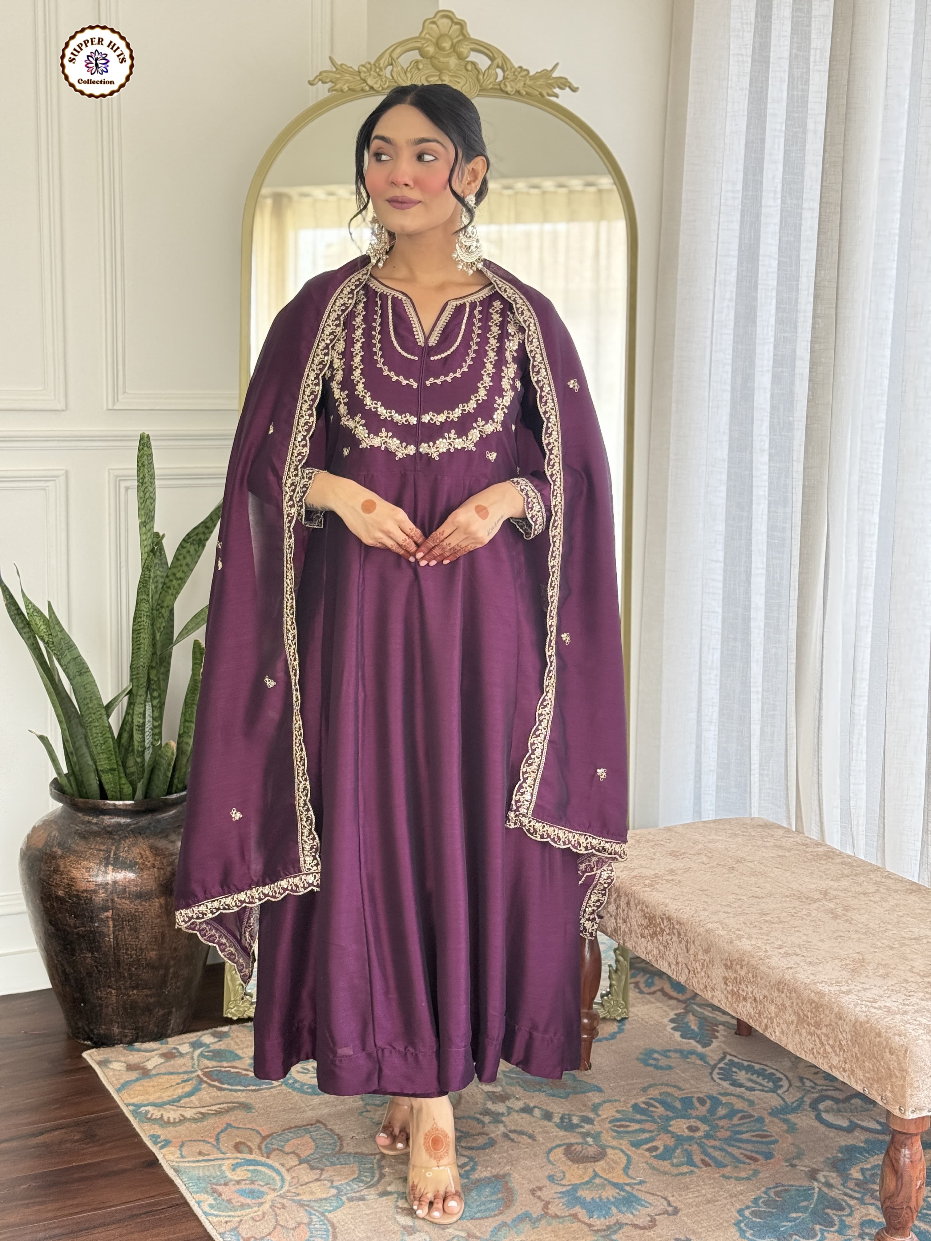 Lekha KL 5001 Vichitra Silk Embroidery Kurti Pant With Dupatta