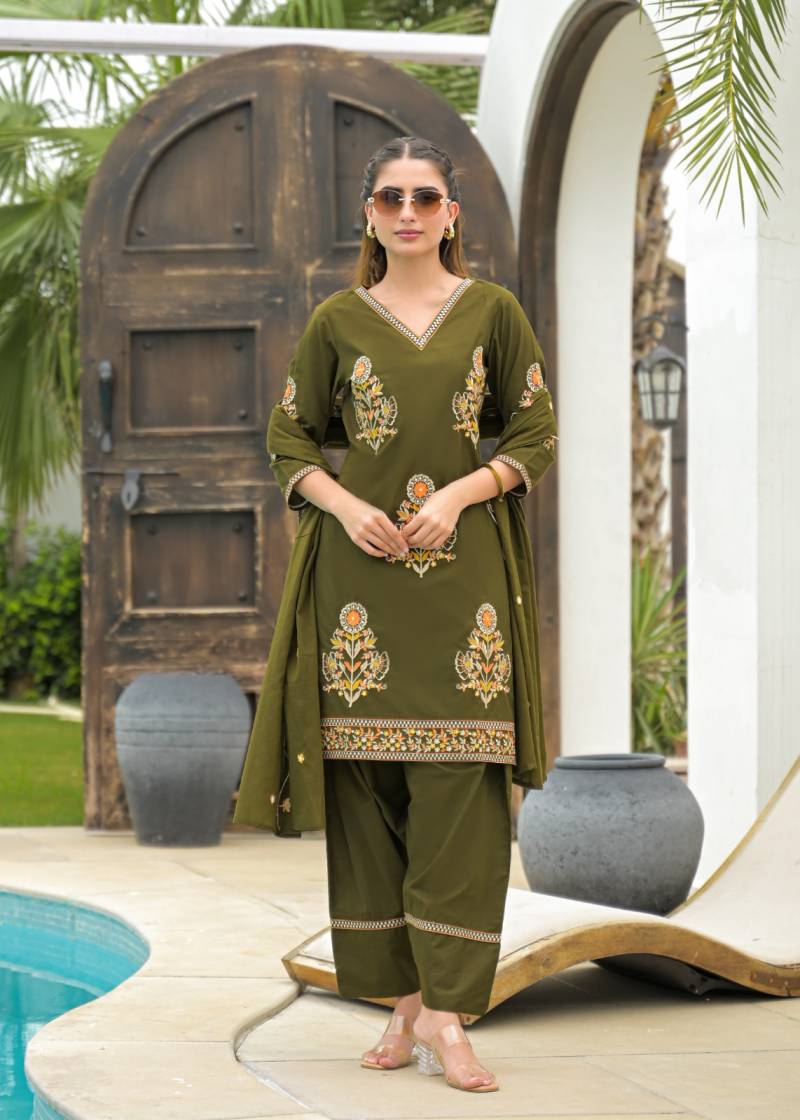 Naisha K 211 Fancy Cotton Kurti Bottom With Dupatta