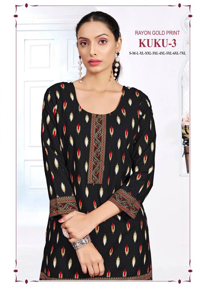Sangeet Kuku Vol 3 Rayon Multi Printed Short Kurti