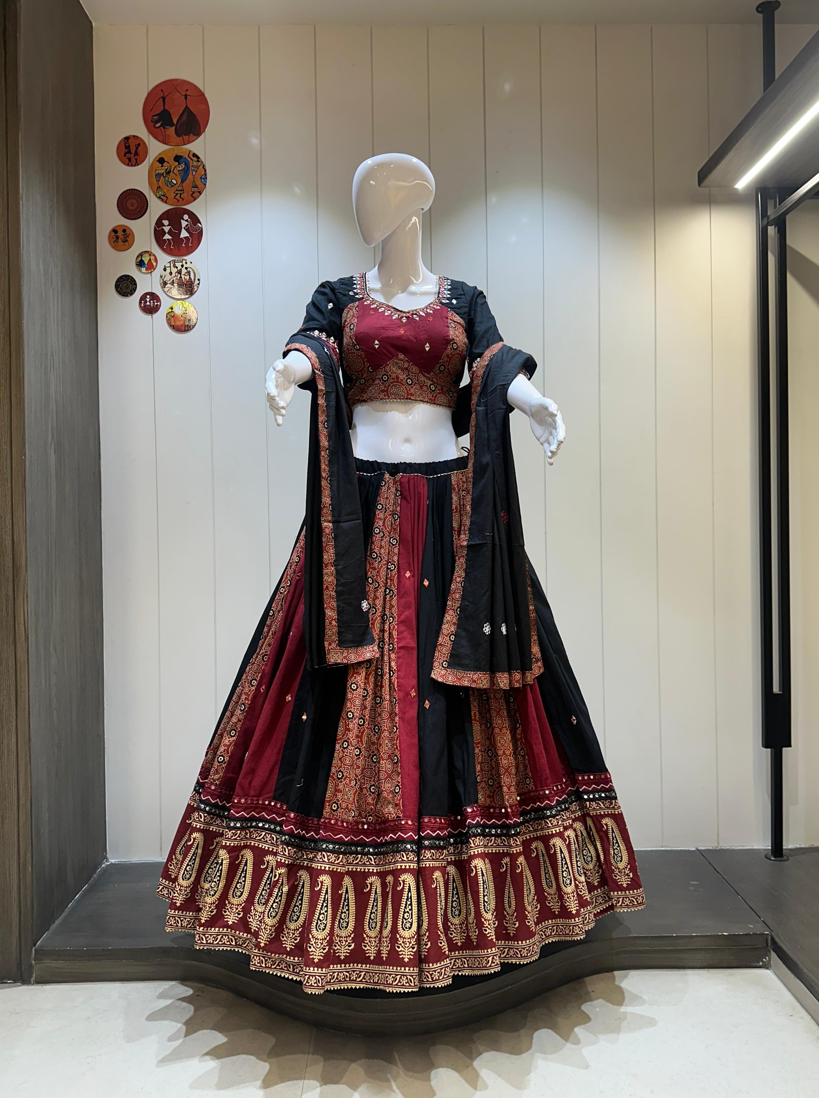 Scmd Keri Heavy Flex Kutchi Printed Navratri lehenga Choli