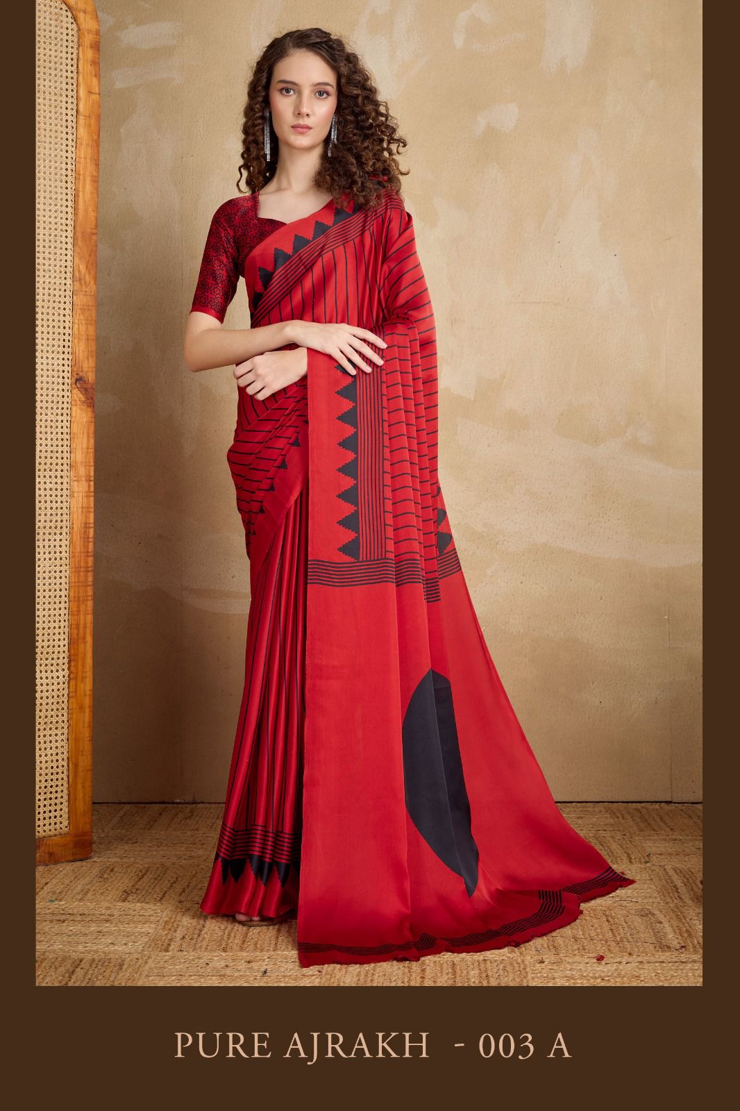 GF Pure Ajrakh 003 Modal Satin Ajrakh Printed Saree