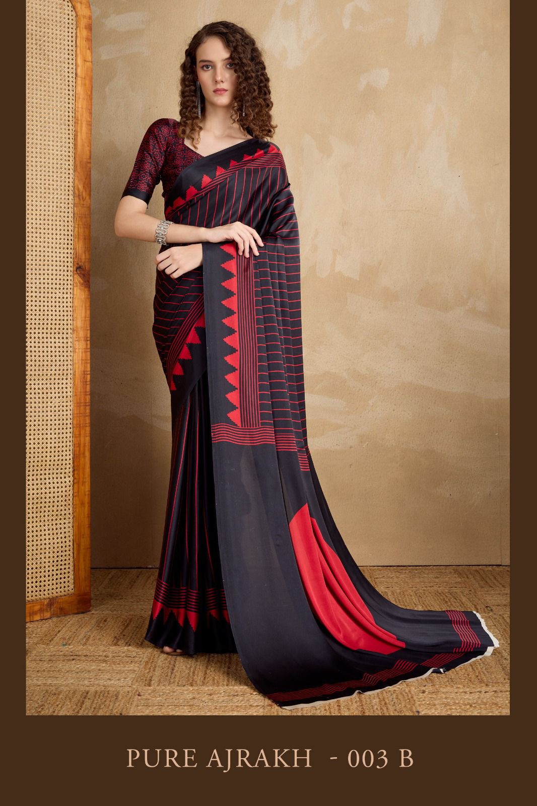 GF Pure Ajrakh 003 Modal Satin Ajrakh Printed Saree