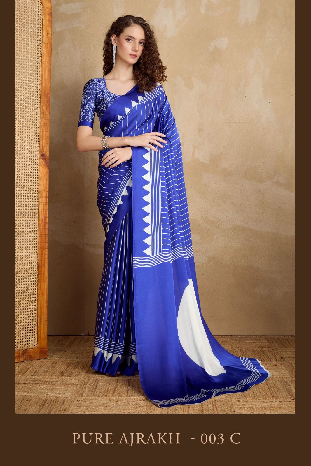 GF Pure Ajrakh 003 Modal Satin Ajrakh Printed Saree