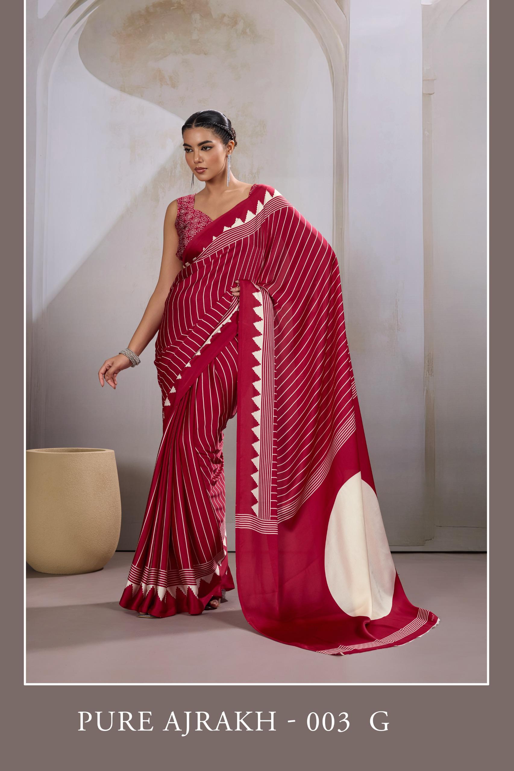 GF Pure Ajrakh 003 Modal Satin Ajrakh Printed Saree