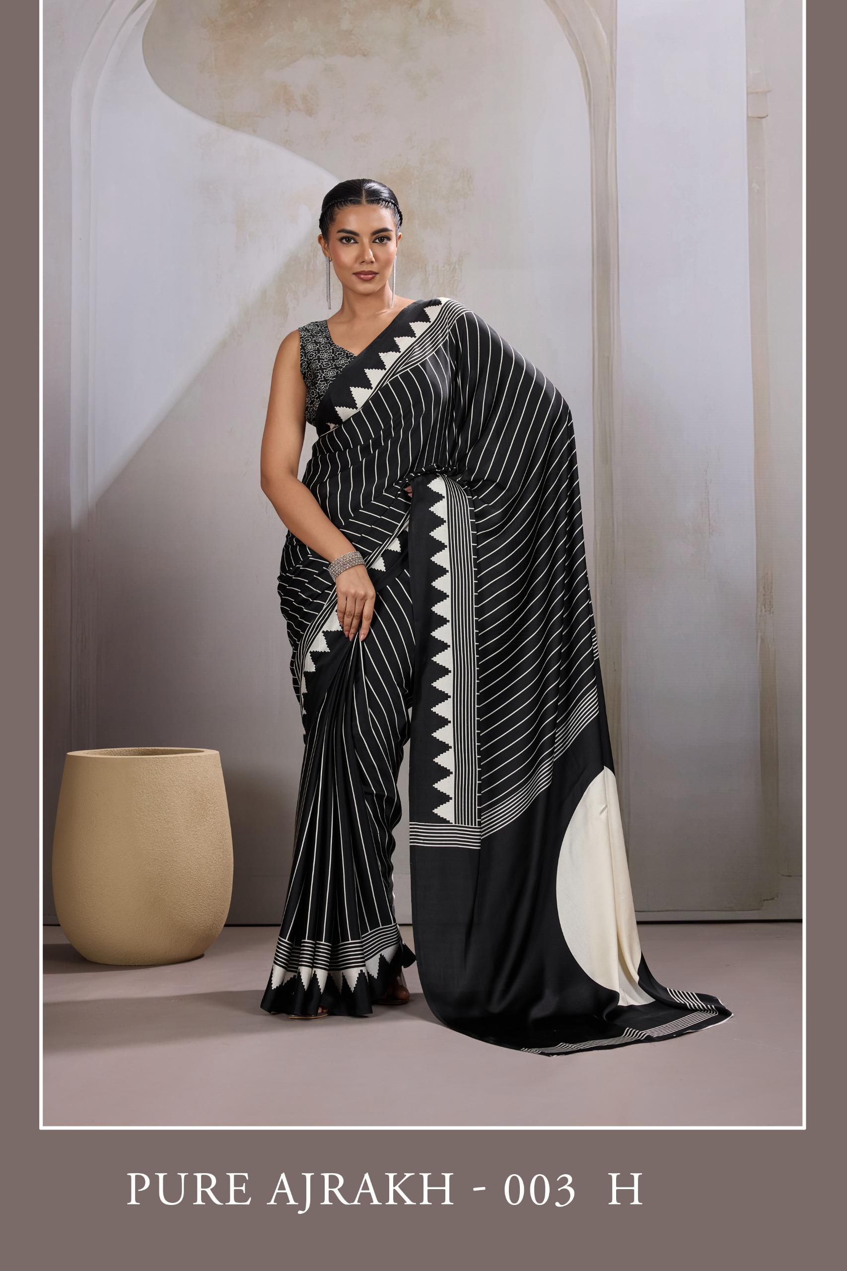 GF Pure Ajrakh 003 Modal Satin Ajrakh Printed Saree