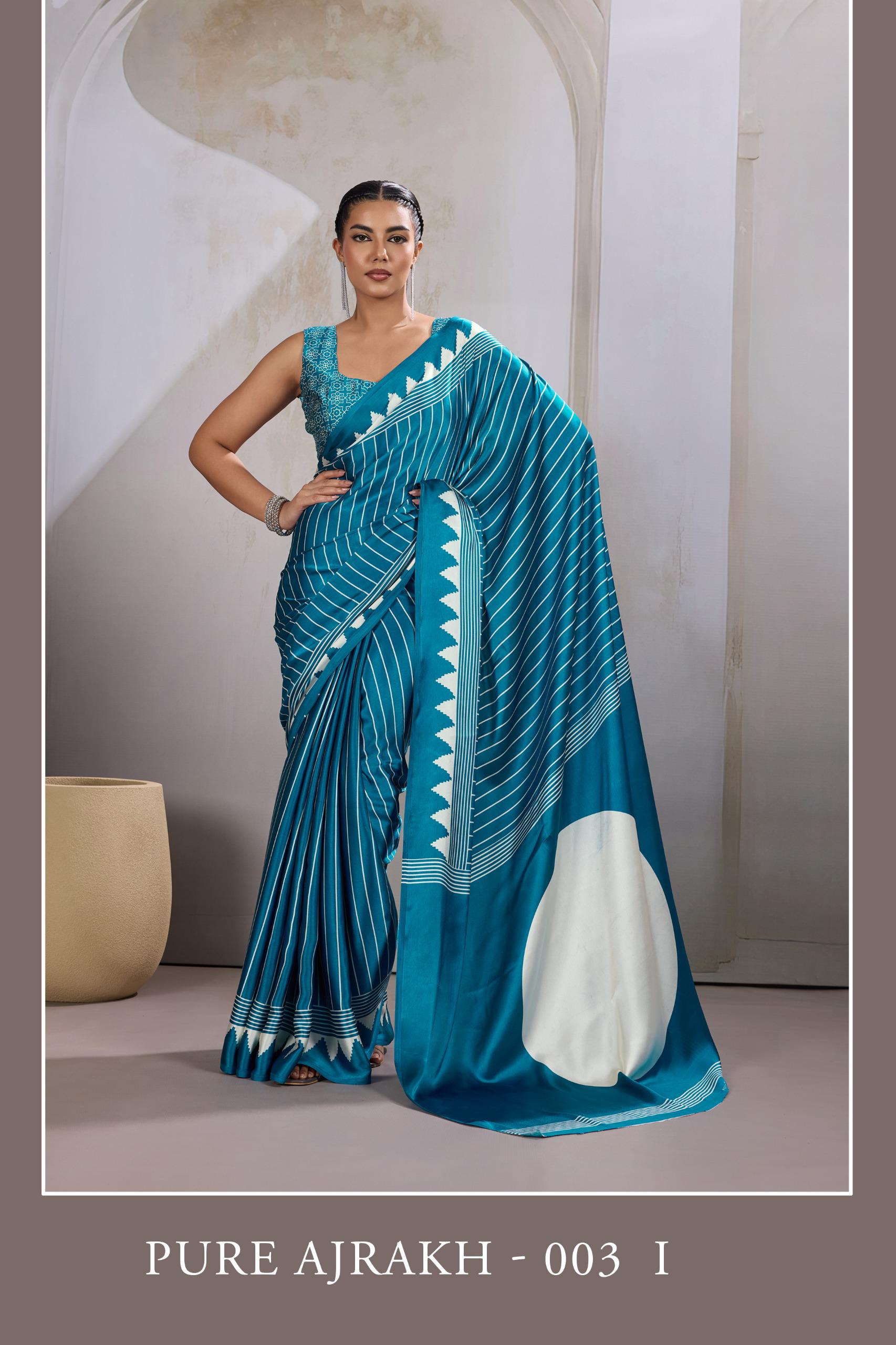 GF Pure Ajrakh 003 Modal Satin Ajrakh Printed Saree
