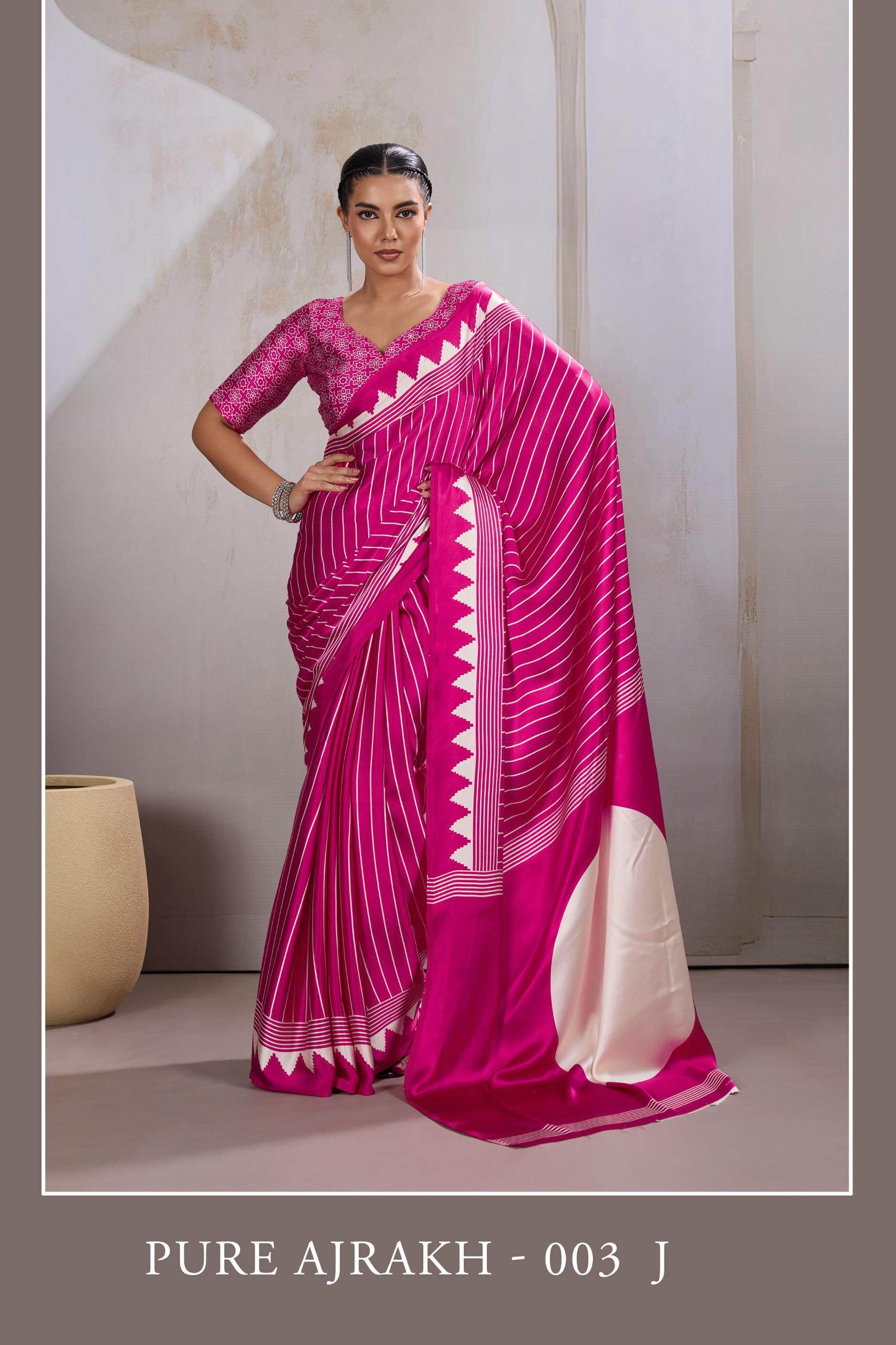 GF Pure Ajrakh 003 Modal Satin Ajrakh Printed Saree
