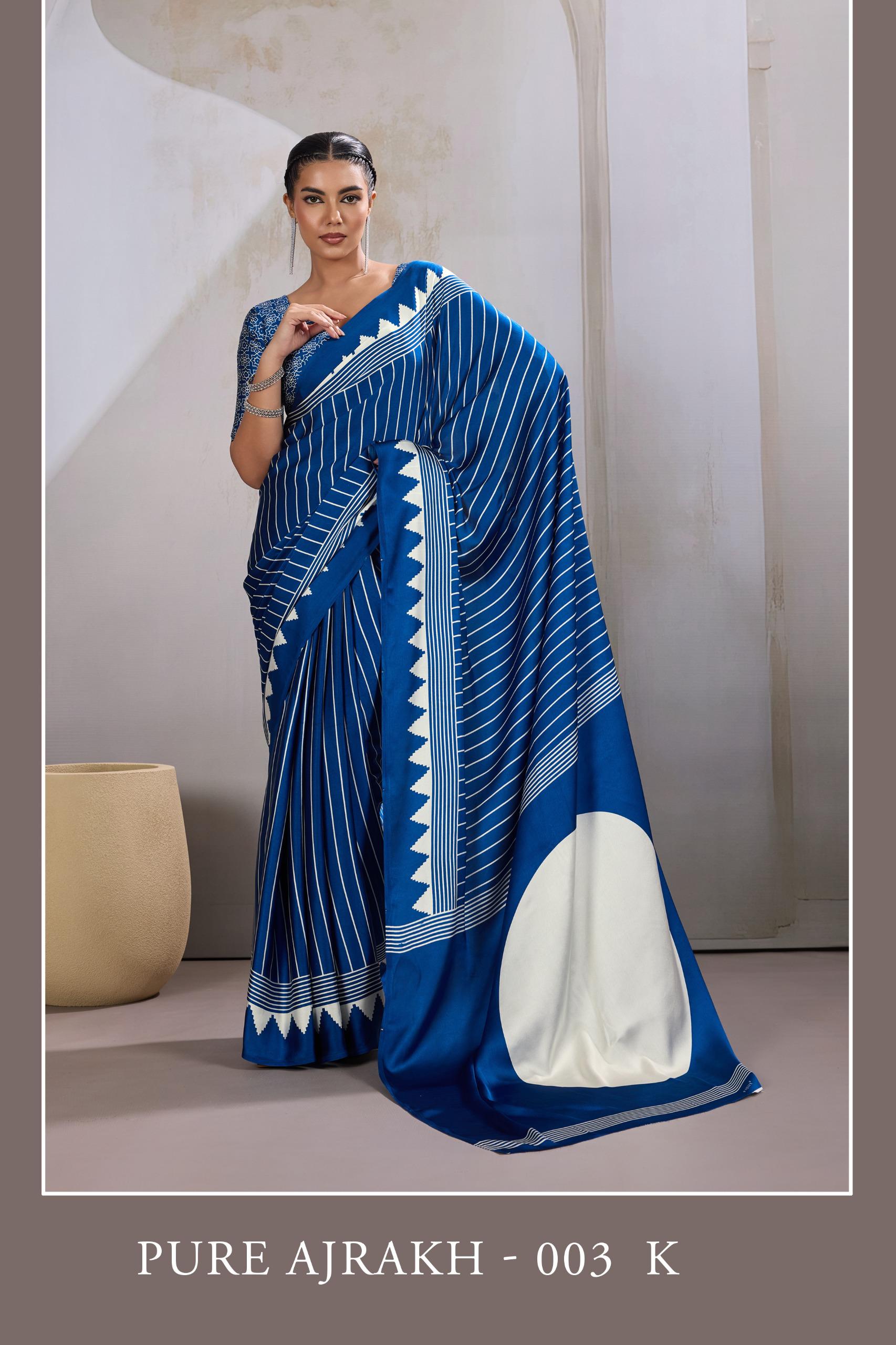 GF Pure Ajrakh 003 Modal Satin Ajrakh Printed Saree